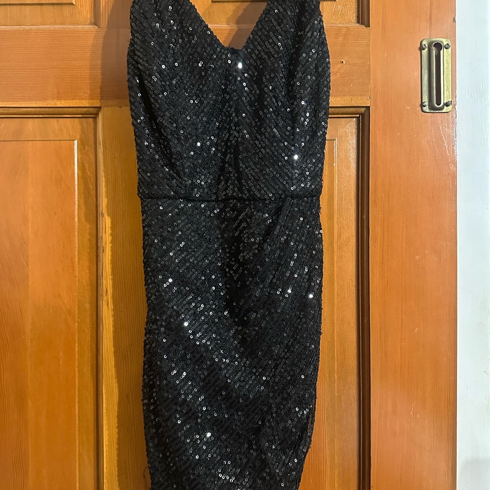 Elegant Black Sequin Mini Dress